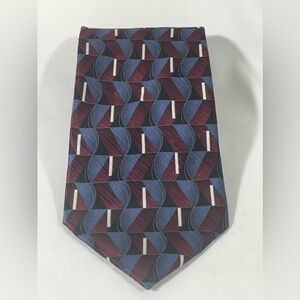 ANTONIA‎ COLLECTION HAND MADE 100% SILK MENS 4” TIE GEOMETRIC PATTERN MULTICOLOR